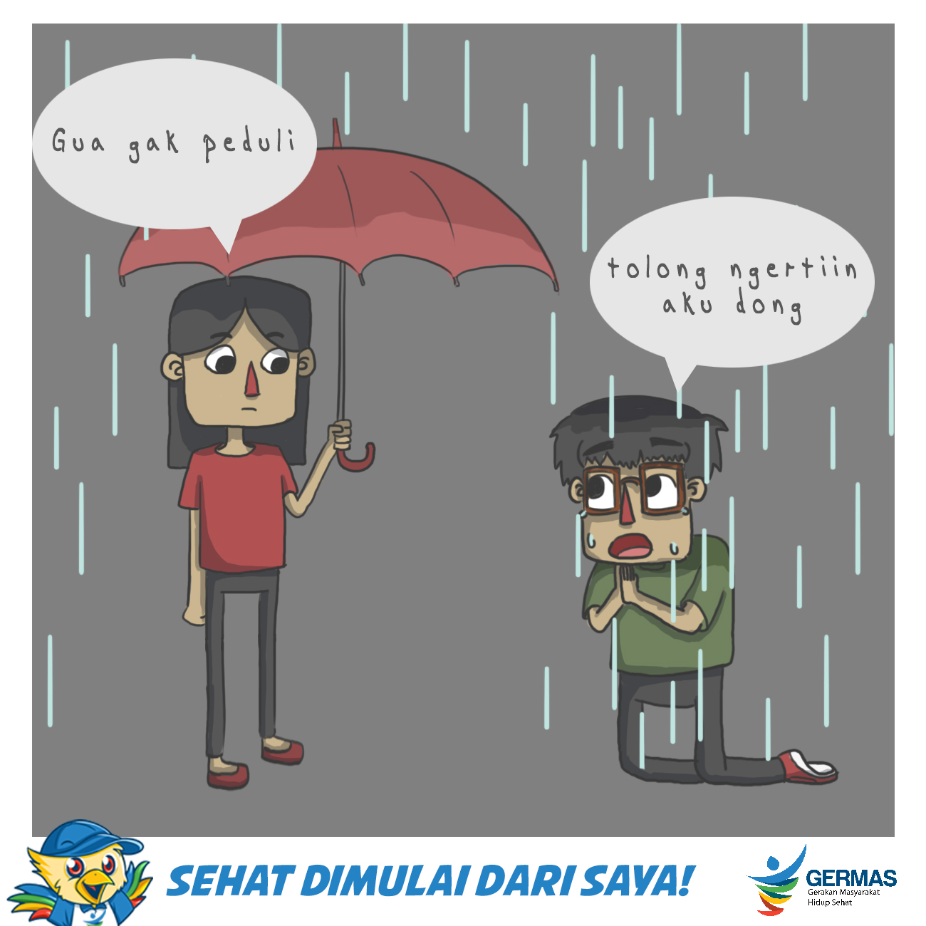 Gambar Kartun Hujan Hujanan